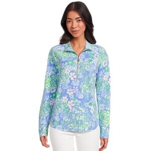 Lilly Pulitzer UPF 50+ Skipper Popover‎ in Blue Green Floral Size XXS